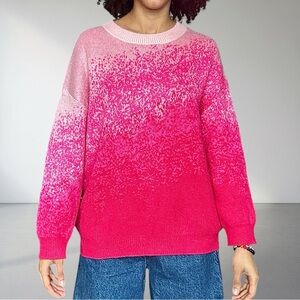 Cider Pink Ombré Crewneck Knit Sweater